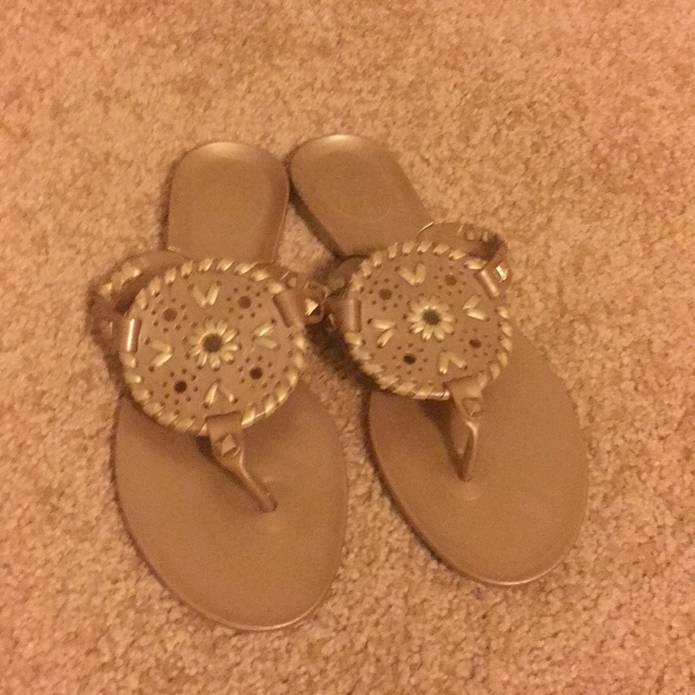 Jack Rogers smooth jelly metallic gold sandals 3